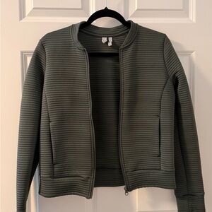 Zella Dark Green Ribbed Athletic Jacket